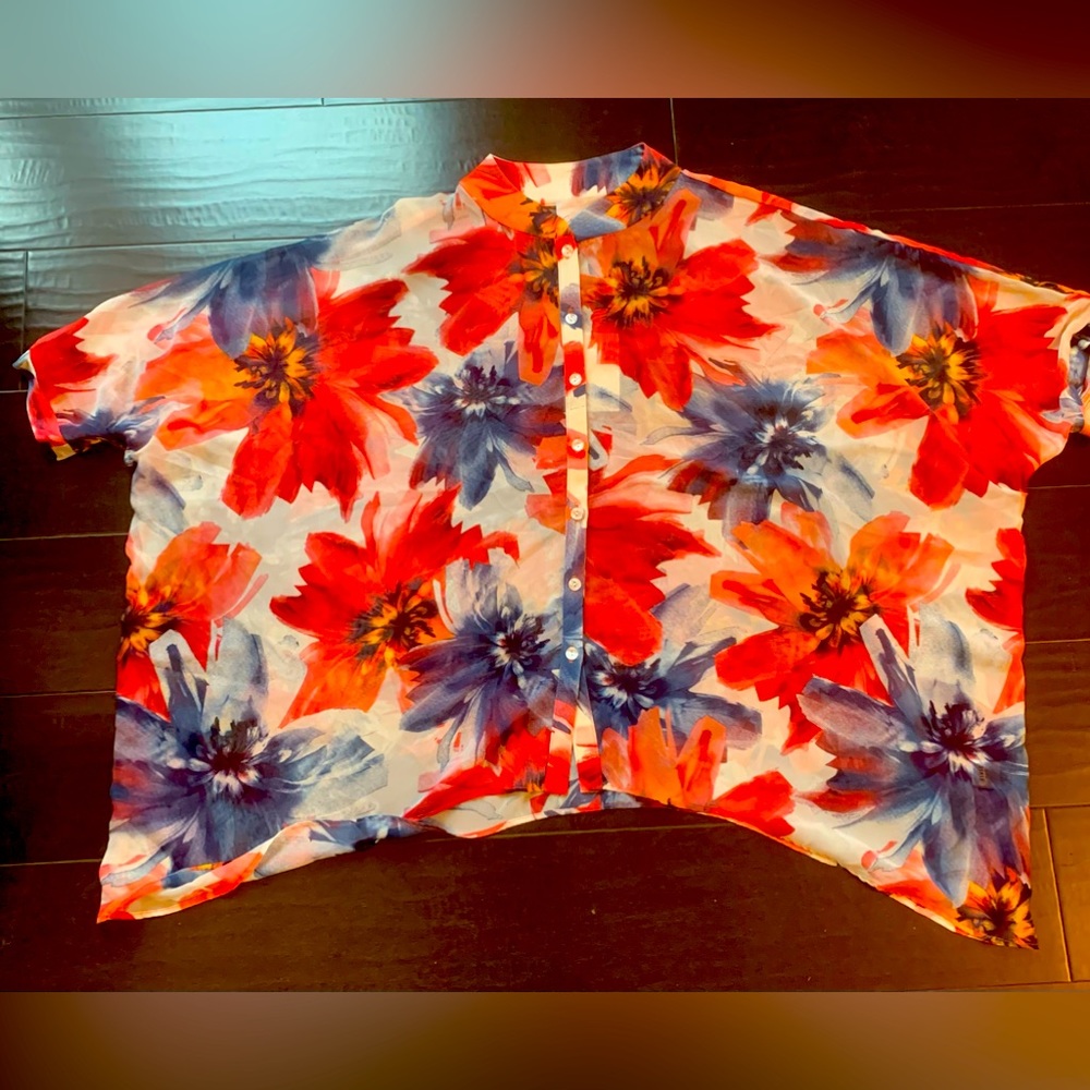 Floral multicolor sheer blouse